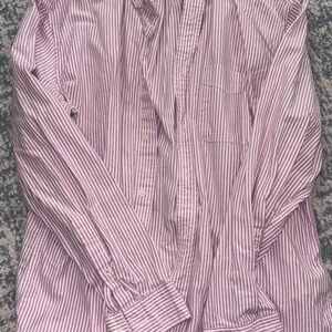 Banana Republic Pink and White Striped Button-Down Shirt